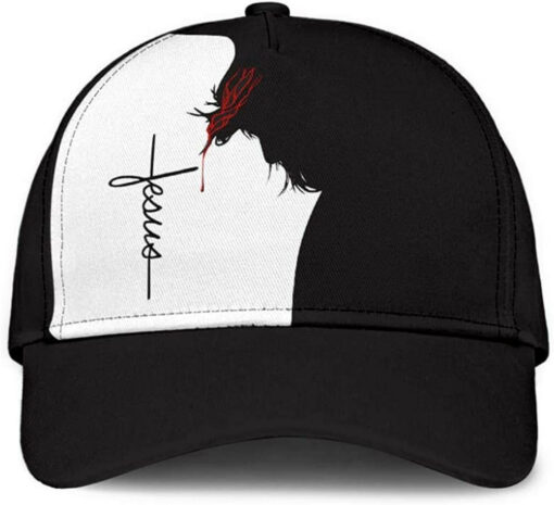 God Jesus Black and White Blood Style Hat Classic Cap