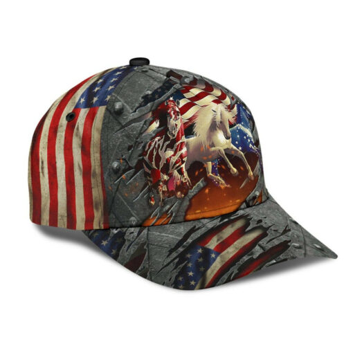 Horses Riding American For Horse Lovers Classic Cap - Image 3