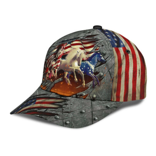 Horses Riding American For Horse Lovers Classic Cap - Image 2