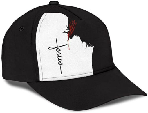 God Jesus Black and White Blood Style Hat Classic Cap - Image 3