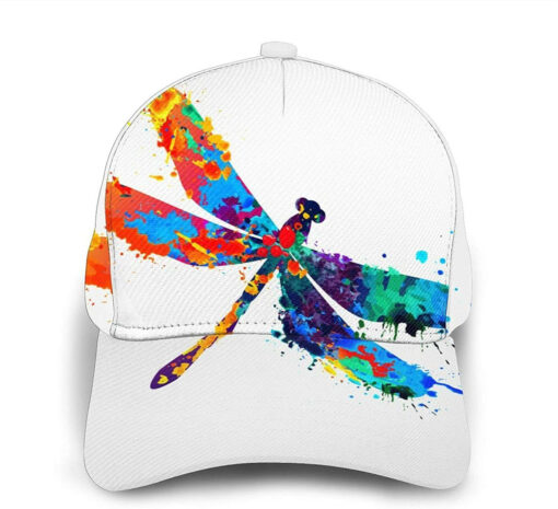 Paint Splash Dragonfly Print Hat Classic Cap Baseball 3D Cap Adjustable Twill Sports