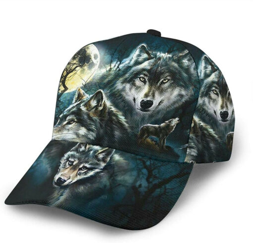 Wolf Print Classic Baseball 3D Cap Adjustable Twill Sports Dad Hats for Unisex - Image 2