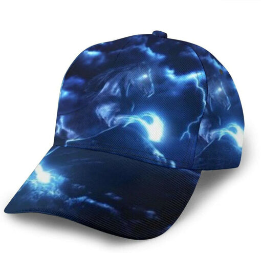 Thunder Horses Blue Lightning Adjustable Trucker Hat Classic Cap - Image 2