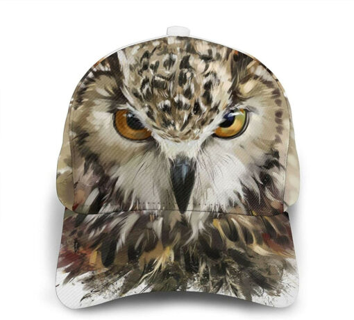 Watercolor Cool Owl Head Classic Baseball 3D Cap Adjustable Twill Sports Dad Hats for Unisex Hat Classic Cap