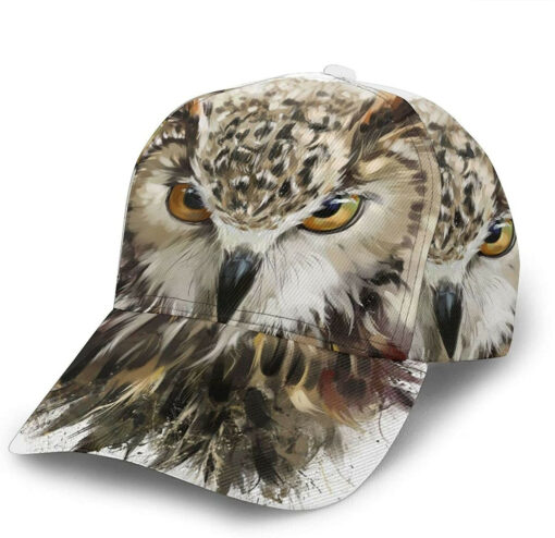 Watercolor Cool Owl Head Classic Baseball 3D Cap Adjustable Twill Sports Dad Hats for Unisex Hat Classic Cap - Image 2