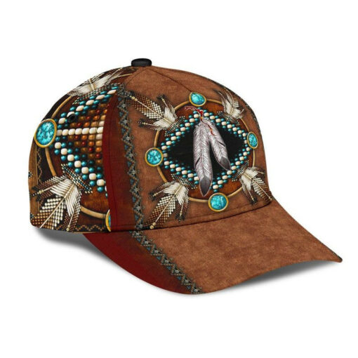 Native American Brown Pattern Hat Classic Cap 3D Skull Cap, Human Cap, Trending Cap, American Classic Cap - Image 2