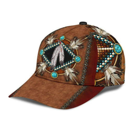 Native American Brown Pattern Hat Classic Cap 3D Skull Cap, Human Cap, Trending Cap, American Classic Cap - Image 3