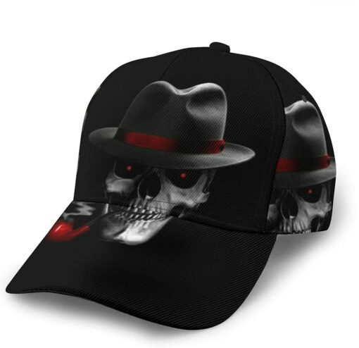 Baseball Cap Black Skull with Hat Smoking Fashion Caps Trucker Hats Sports Hat - Image 2