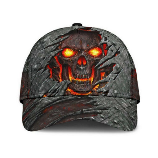 Skull Red Lava Classic Cap 3D Hat, Unisex Cap, Human Cap, Trending Cap, American Cap