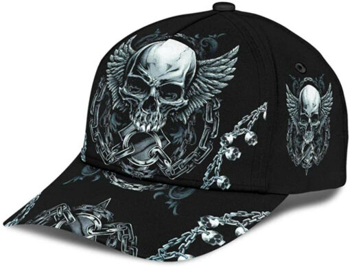 Skull Winged Skeleton With Chains Beautiful Cap 3D Classic Cap - Image 3