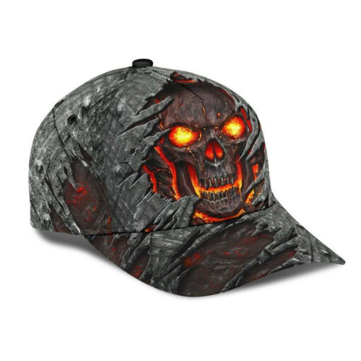 Skull Red Lava Classic Cap 3D Hat, Unisex Cap, Human Cap, Trending Cap, American Cap - Image 2