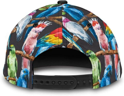 Parrot Colorful Black 3D Printed Unisex Hat Classic Cap, Snapback Cap, Baseball Cap - Image 4