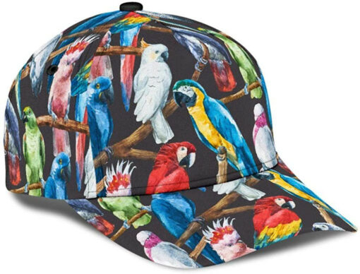 Parrot Colorful Black 3D Printed Unisex Hat Classic Cap, Snapback Cap, Baseball Cap - Image 3