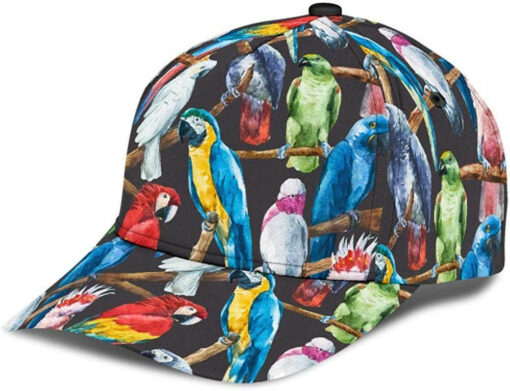 Parrot Colorful Black 3D Printed Unisex Hat Classic Cap, Snapback Cap, Baseball Cap - Image 2