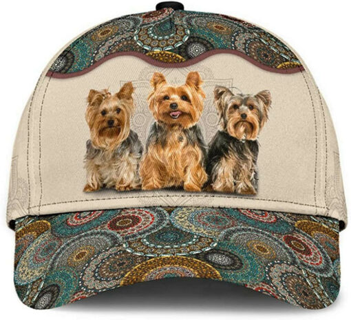 Yorkshire Terrier Lovely Cute Brocade Pattern Wonderful 3D Printed Unisex Hat Classic Cap