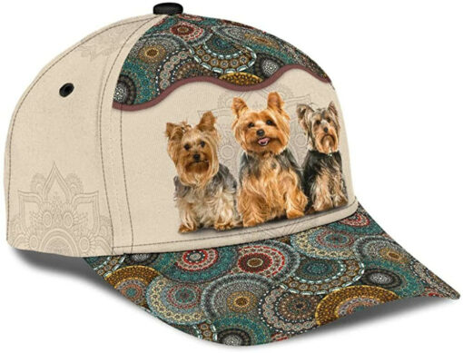 Yorkshire Terrier Lovely Cute Brocade Pattern Wonderful 3D Printed Unisex Hat Classic Cap - Image 3