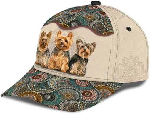 Yorkshire Terrier Lovely Cute Brocade Pattern Wonderful 3D Printed Unisex Hat Classic Cap - Image 2